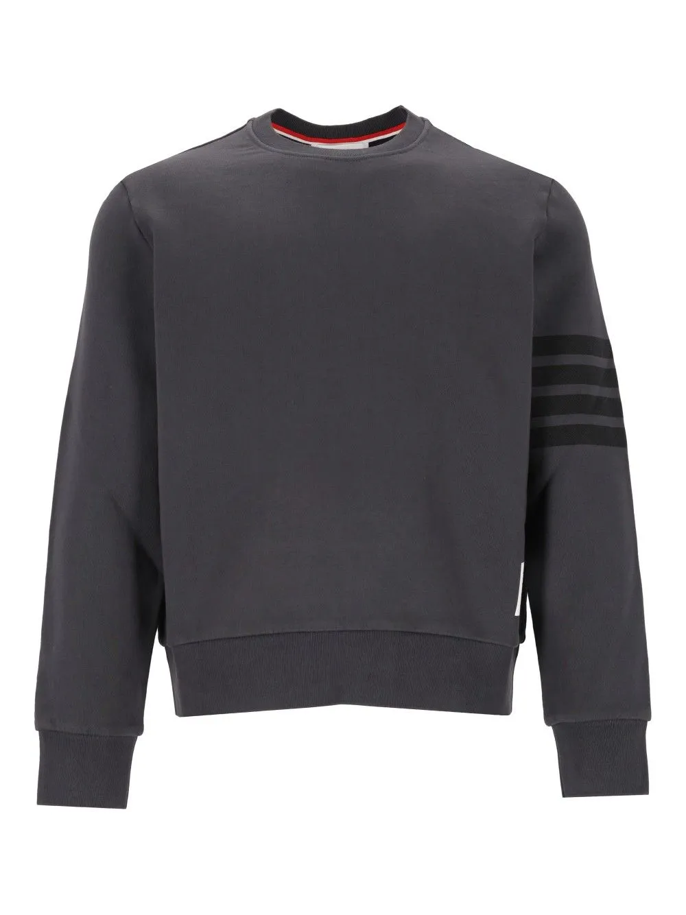 Long Sleeve Crewneck Pullover W/ Tonal Printed 4 Bar In Garment Dyed Loopback Knitwear Grey sold by Wanan Luxury