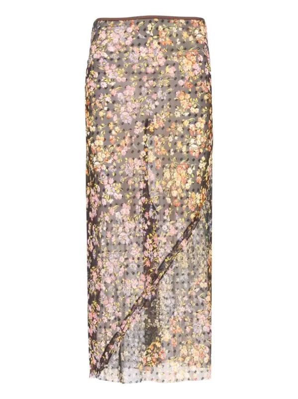 Sati Jacquard Printed Long Skirt With Mini Floral Patchwork Skirts Multicolor made by Dries Van Noten