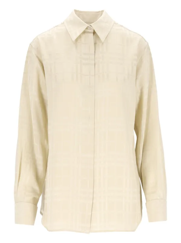 Dorothea Silk Check Shirt White made by Burberry