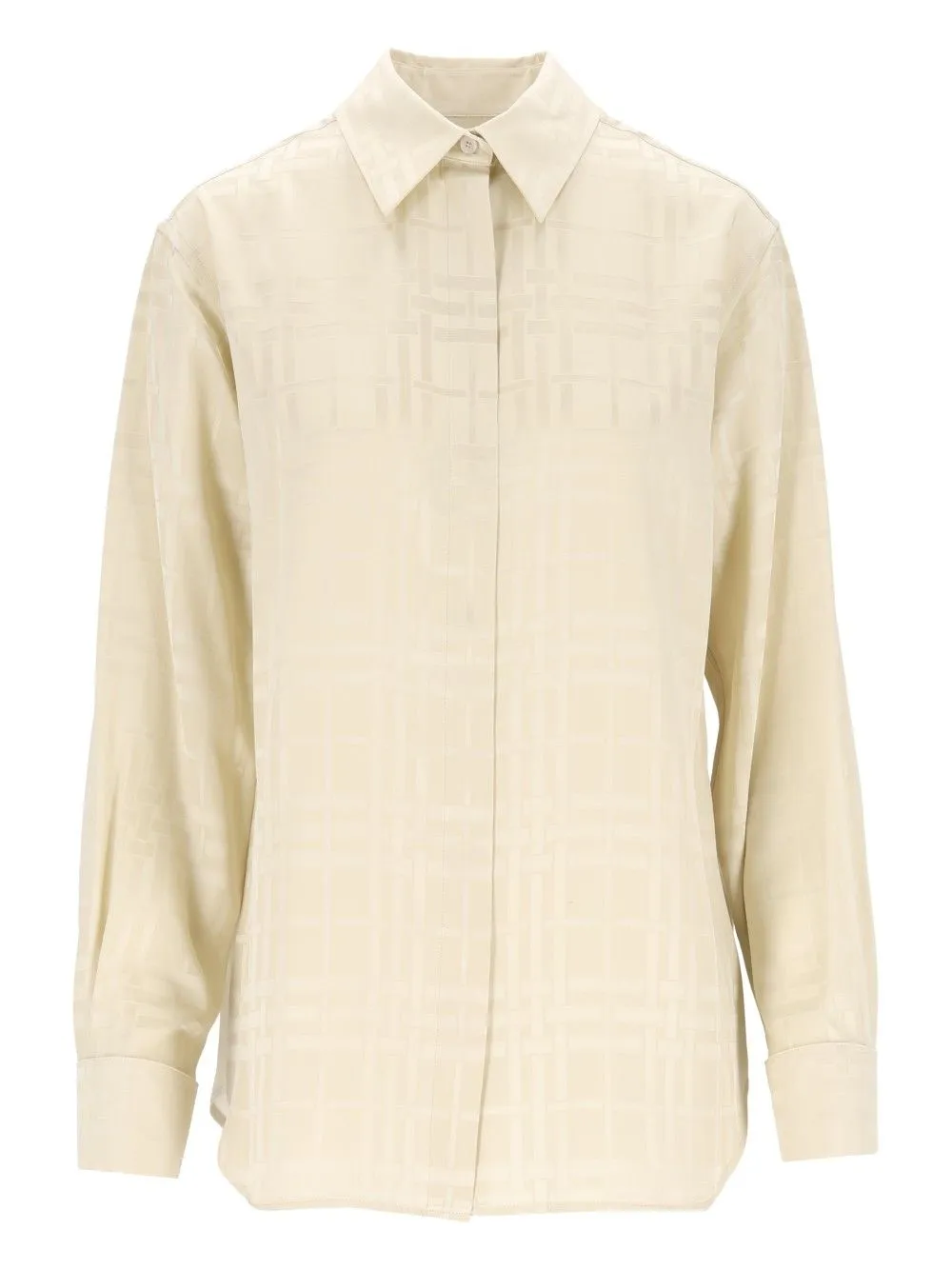 Dorothea Silk Check Shirt White sold by Wanan Luxury