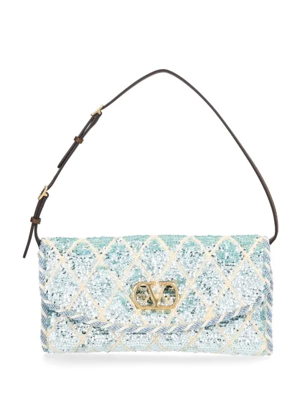 Devain Small Shoulder Bag Ric.Sequins Rhombelle/Vit.Soft Grain L./ Shoulder Bags Multicolor made by Valentino Garavani