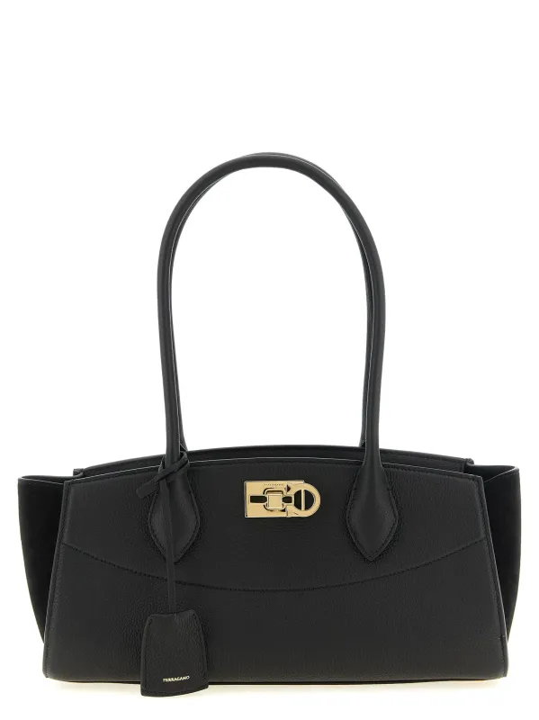 Studio Soft East West (M) Shoulder Bags Black made by Salvatore Ferragamo
