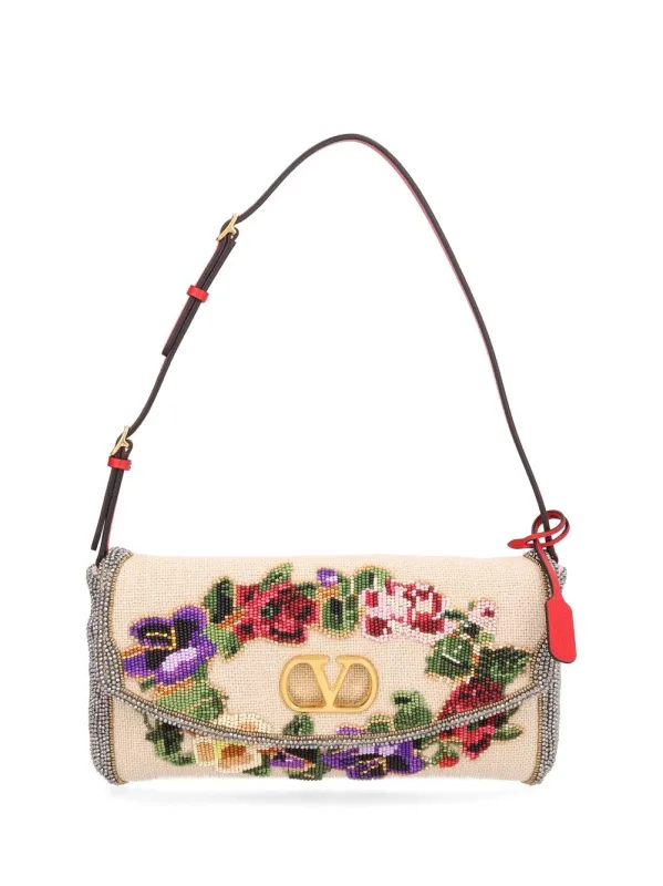 Devain Small Shoulder Bag Ric.Garland Beads/Vit.Soft Grain L./A.Br Shoulder Bags Multicolor made by Valentino Garavani