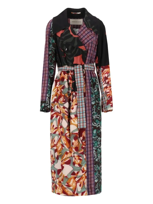 Rolana Multicolor Print Patchwork Trench Coats Multicolor made by Dries Van Noten