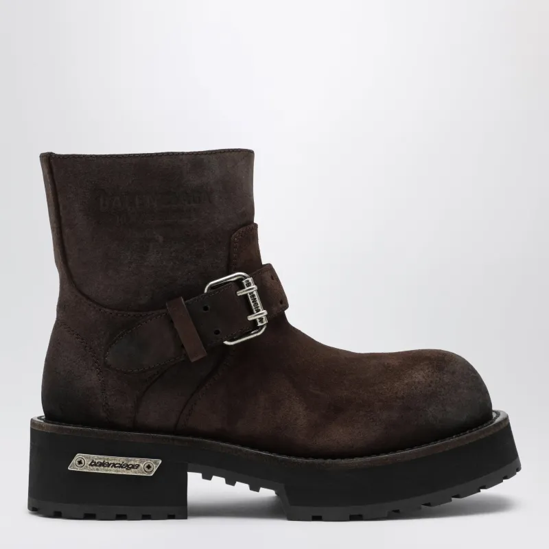 Venom Mini Brown Waxed Suede Calfskin Boots made by Balenciaga