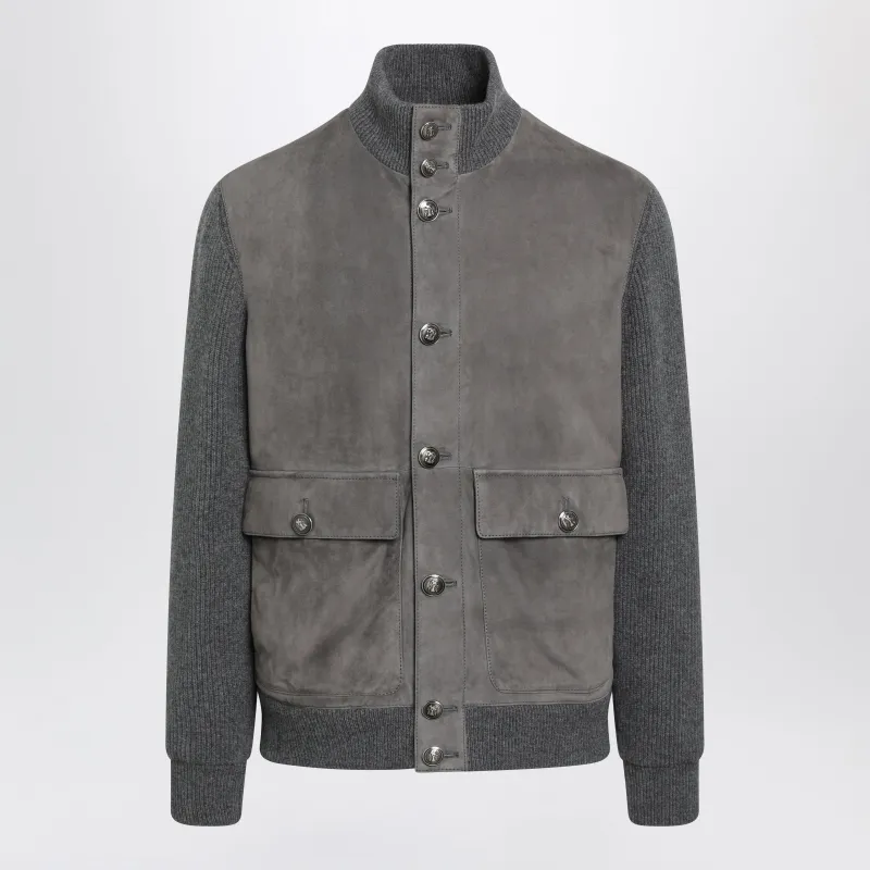 Steel Padded Leather And Cashmere Jacket made by Brunello Cucinelli