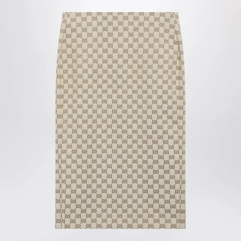 Midi Skirt In New Sand Gg Cotton made by Gucci