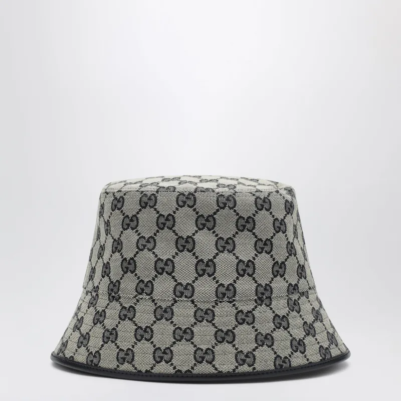 Gg Bucket Hat In Blue Cotton Canvas made by Gucci