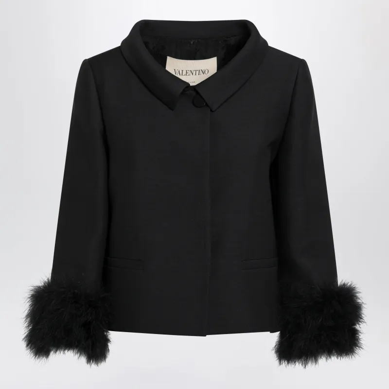 Black Jacket With A Peter Pan Collar In Virgin Wool And Silk made by Valentino Garavani