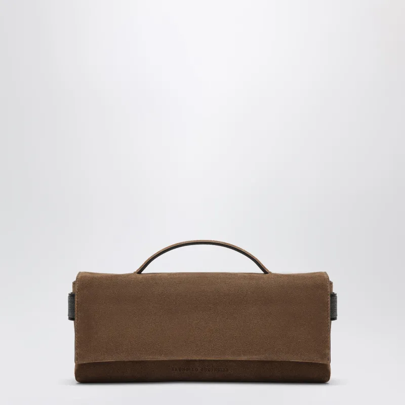 Essence Caramel Suede Clutch Bag made by Brunello Cucinelli