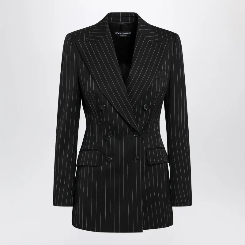 Double-Breasted Black Pinstripe Blazer In Virgin Wool made by Dolce & Gabanna