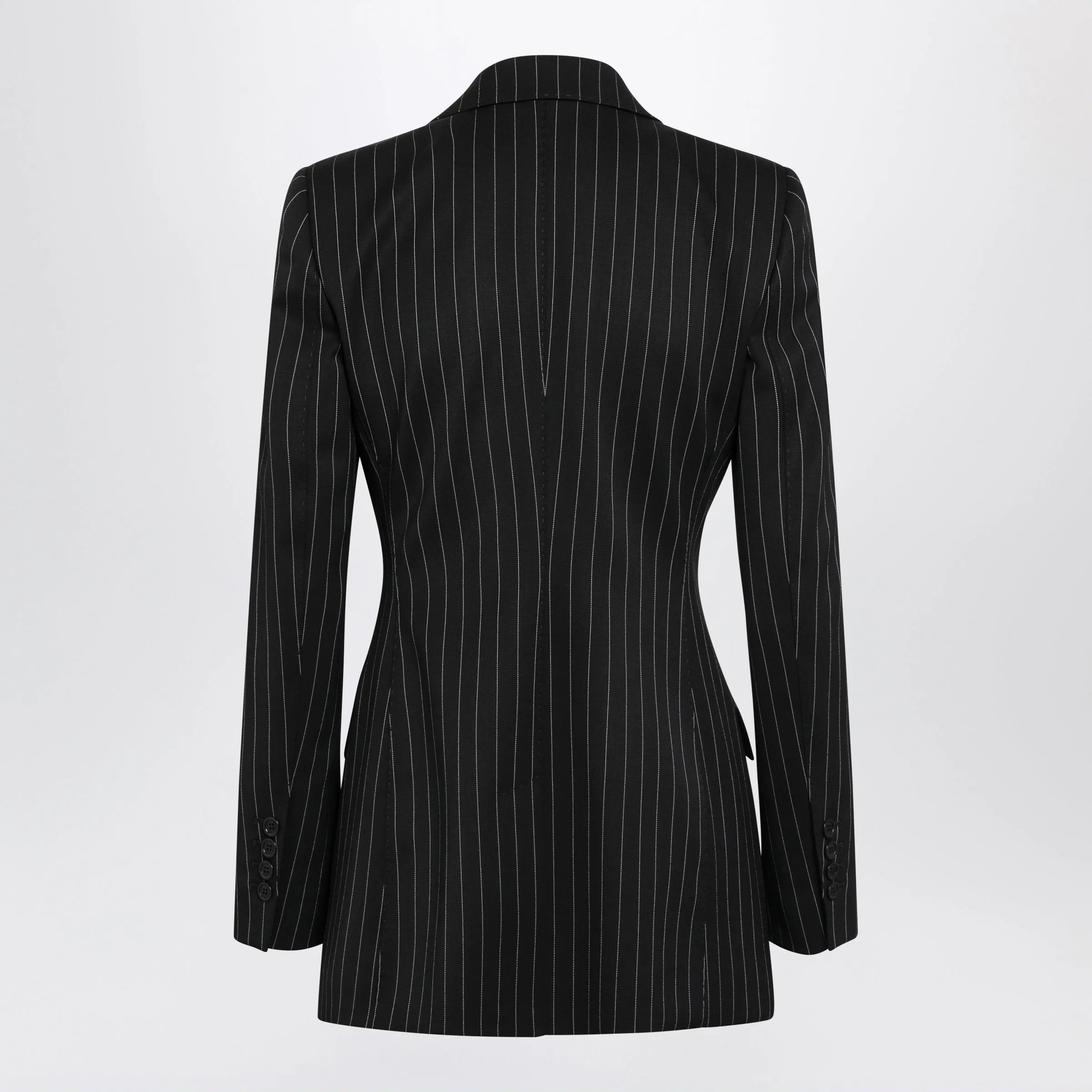 Double-Breasted Black Pinstripe Blazer In Virgin Wool sold by Wanan Luxury product image thumbnail 2