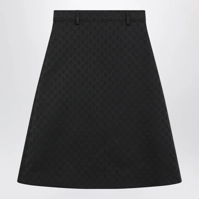Black Gg Cotton Blend Midi Skirt made by Gucci