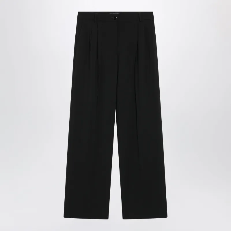Double Pinch Black Virgin Wool Trousers made by Dolce & Gabanna
