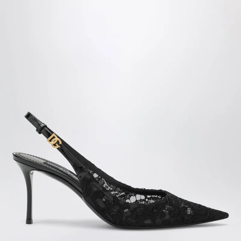 Cardinal Red Lace And Patent Slingback Shoes made by Dolce & Gabanna