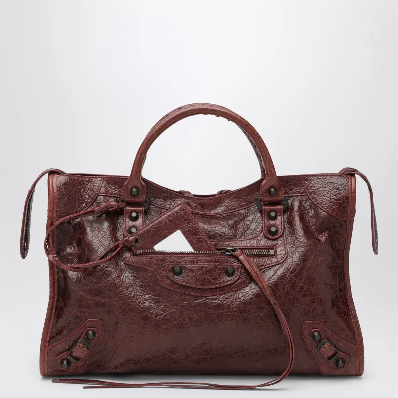 Medium Le City Handbag In Merlot Leather made by Balenciaga