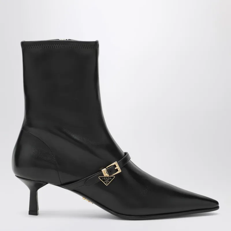 Black Ankle Boots In Stretch Nappa Leather made by Prada