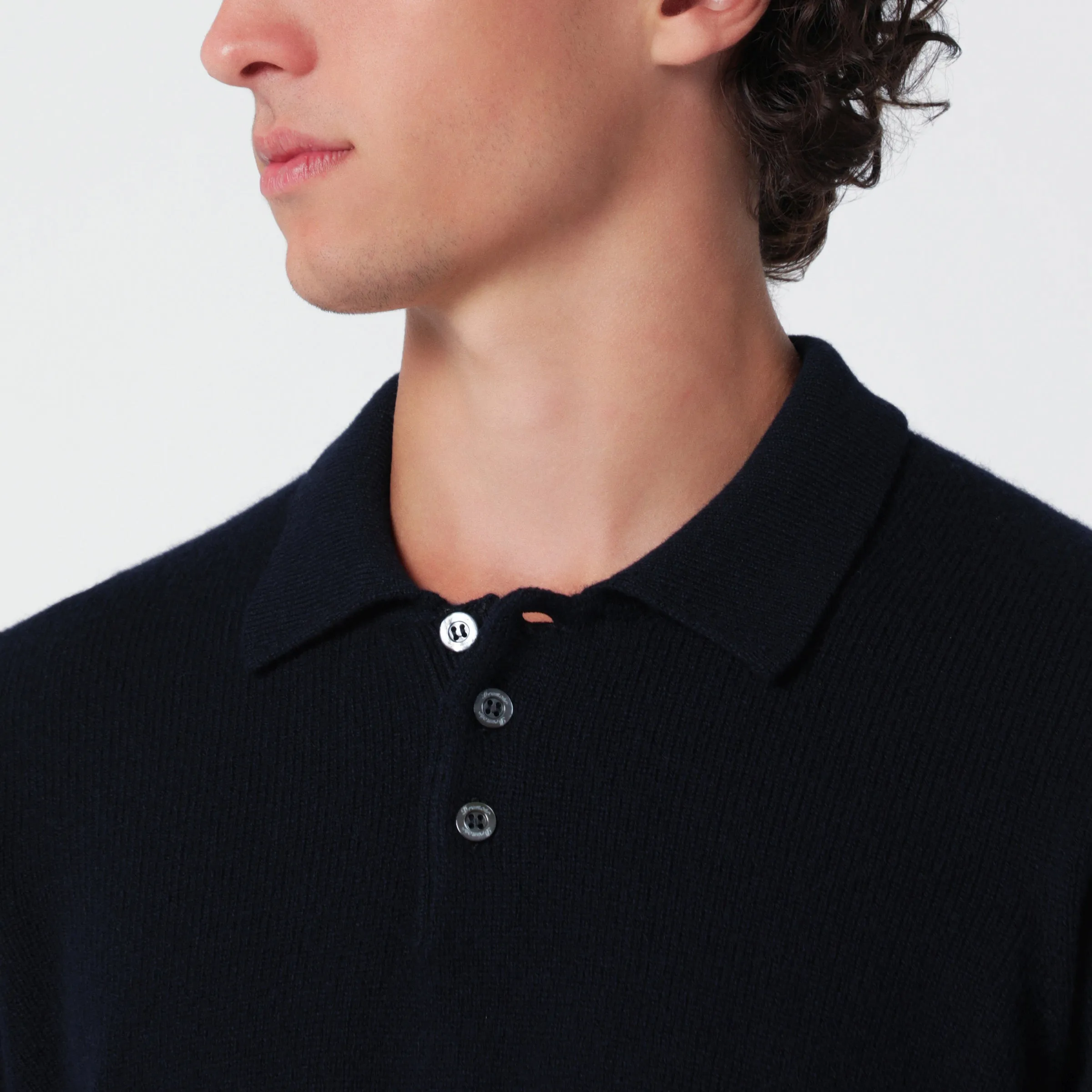 Navy Blue Wool Polo Shirt sold by Wanan Luxury product image thumbnail 2