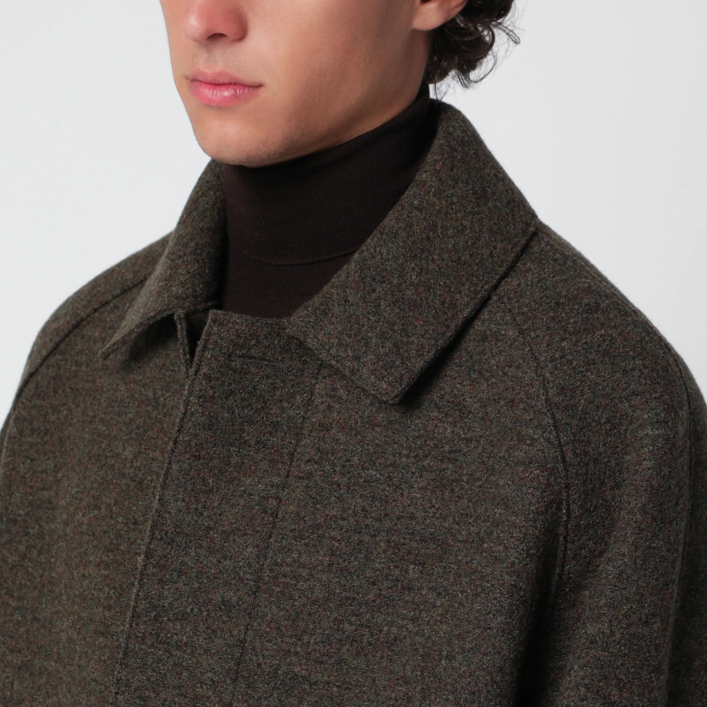 Grey Green Single-Breasted Wool Coat sold by Wanan Luxury product image thumbnail 2