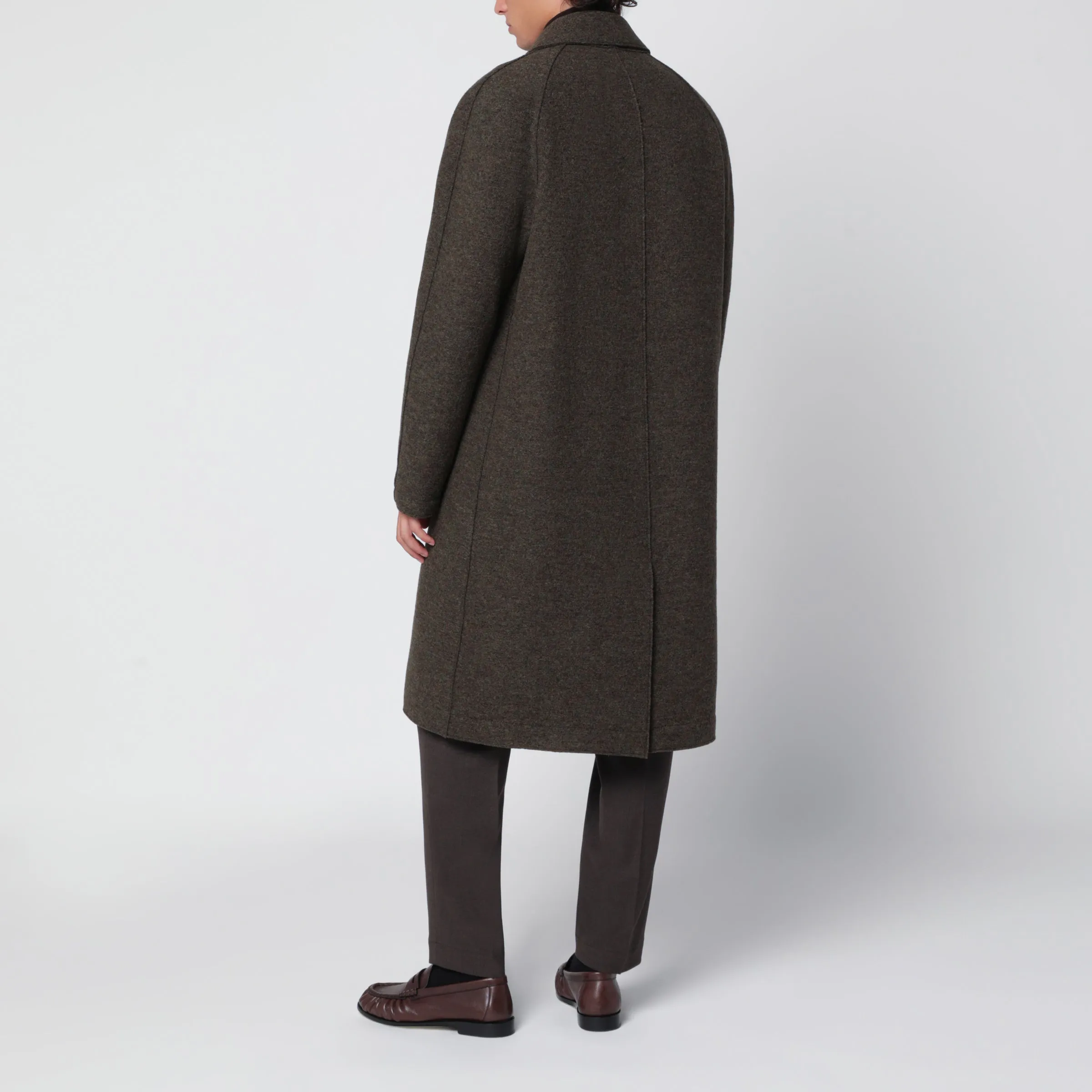 Grey Green Single-Breasted Wool Coat sold by Wanan Luxury product image thumbnail 3