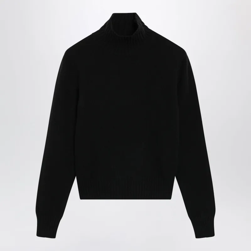 Black Turtleneck Jumper In Cashmere And Wool made by Ami