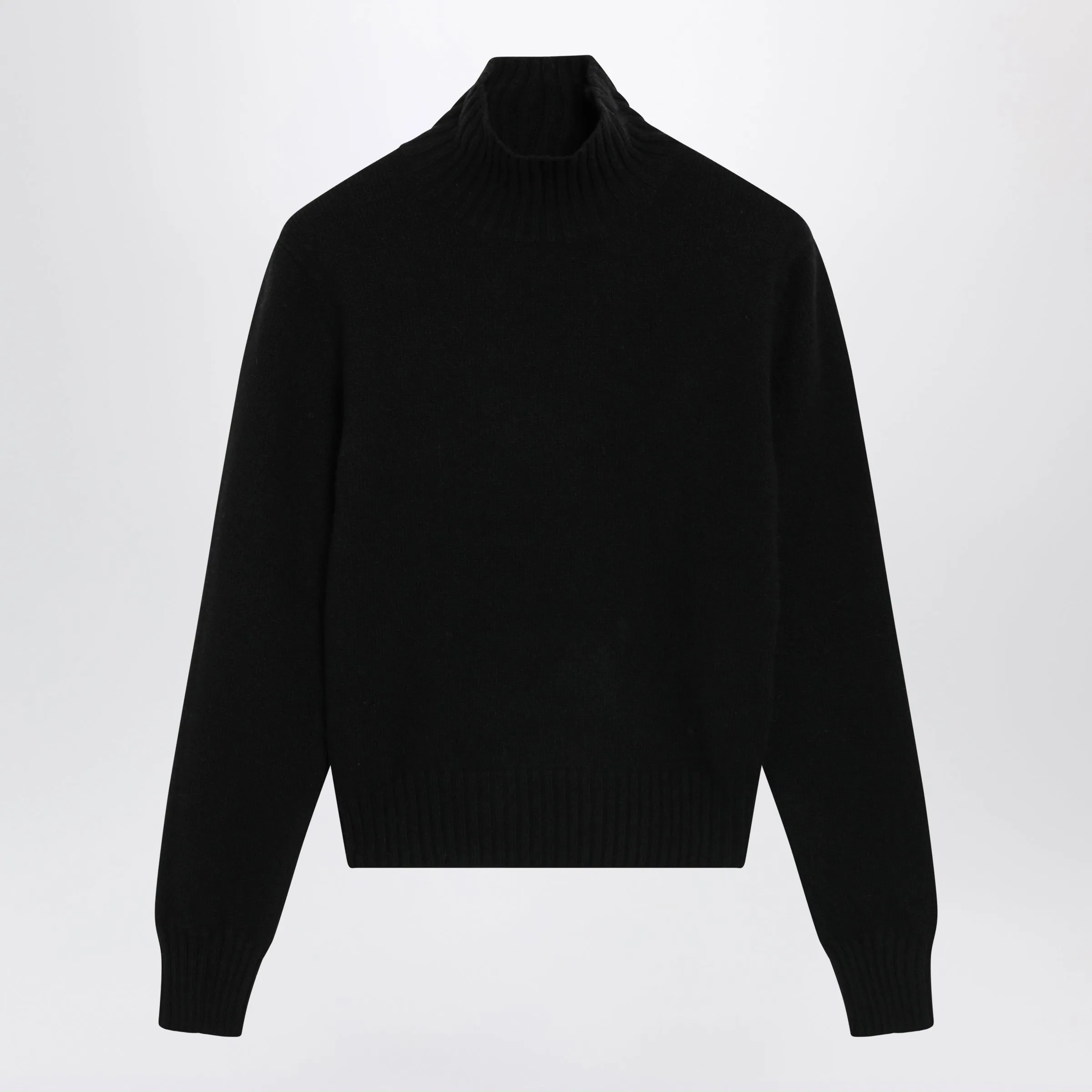 Black Turtleneck Jumper In Cashmere And Wool sold by Wanan Luxury