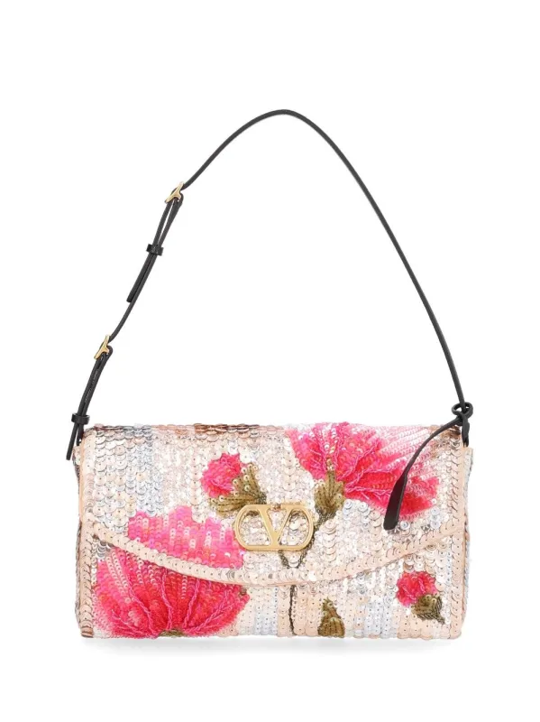 Devain Small Shoulder Bag Ric.Sequins Tulip/Vit.Soft Grain L./L.Go Shoulder Bags Multicolor made by Valentino Garavani
