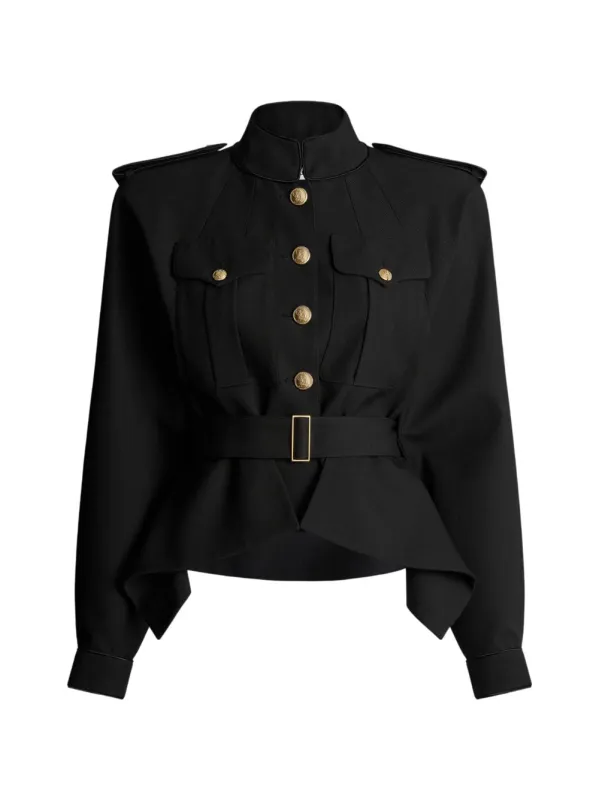 Wool Belted Jacket made by Balmain