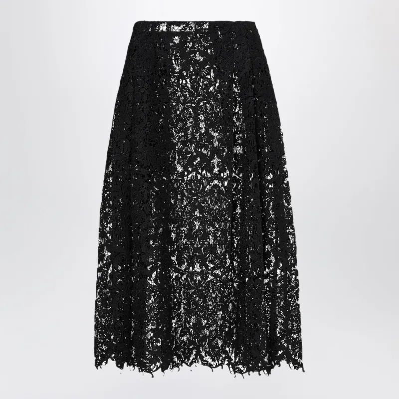 Black Macramé Lace Skirt made by Fendi