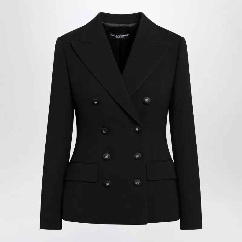 Black Double-Breasted Jacket In Wool made by Dolce & Gabanna