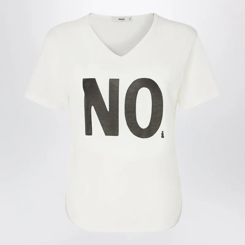 Ivory Jersey T-Shirt With ‘Noi’ Print made by Fendi
