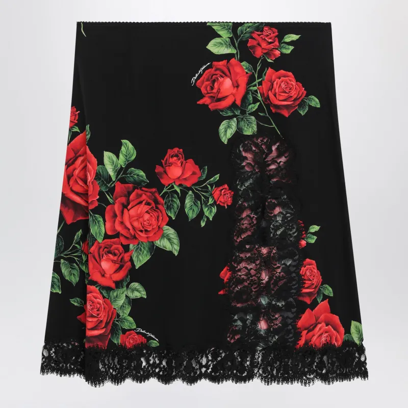 Floral-Pattern Skirt In Silk Blend And Lace made by Dolce & Gabanna