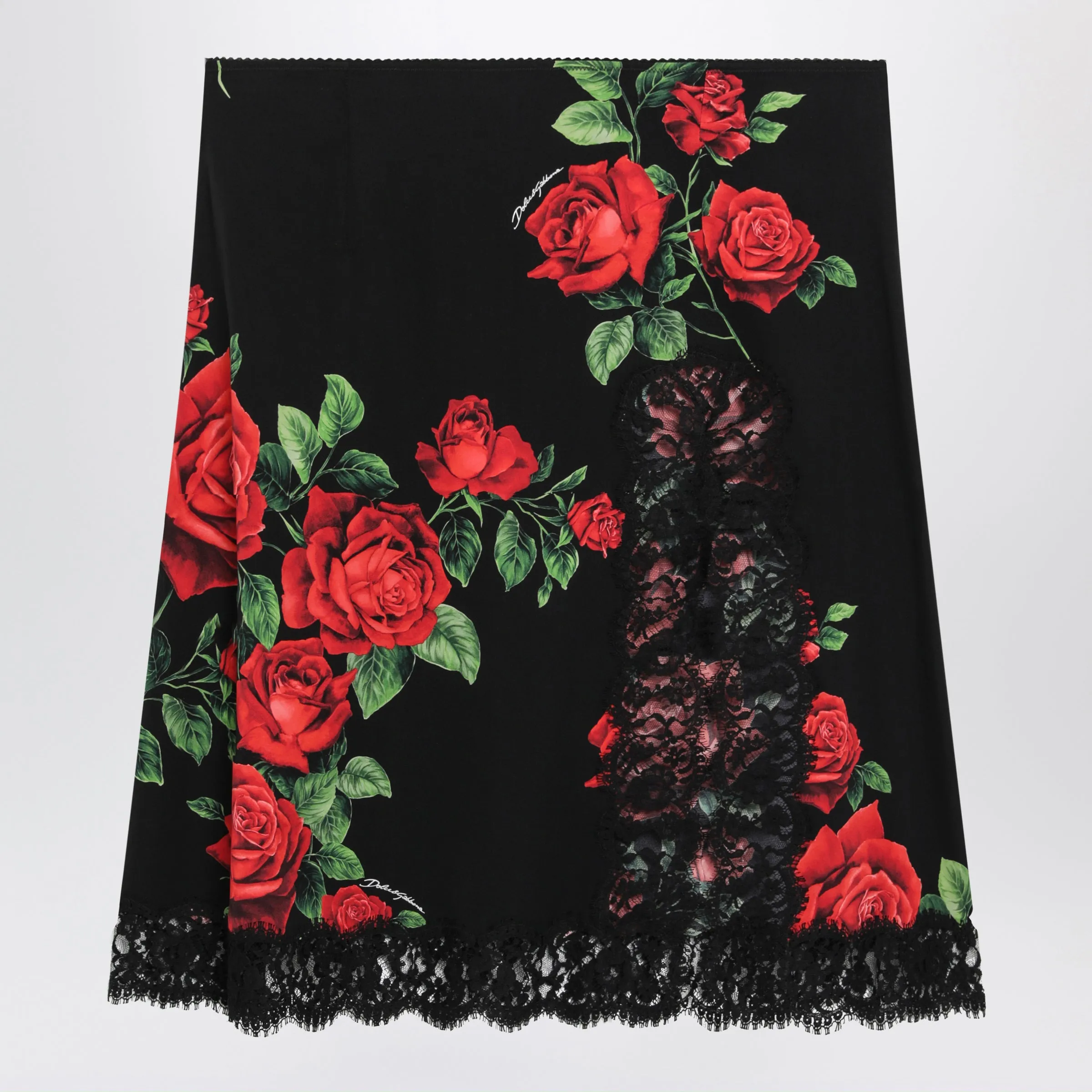 Floral-Pattern Skirt In Silk Blend And Lace sold by Wanan Luxury