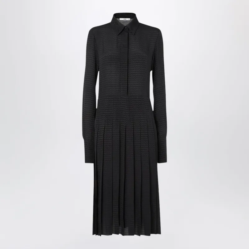 Black Jacquard Silk Dress made by Fendi