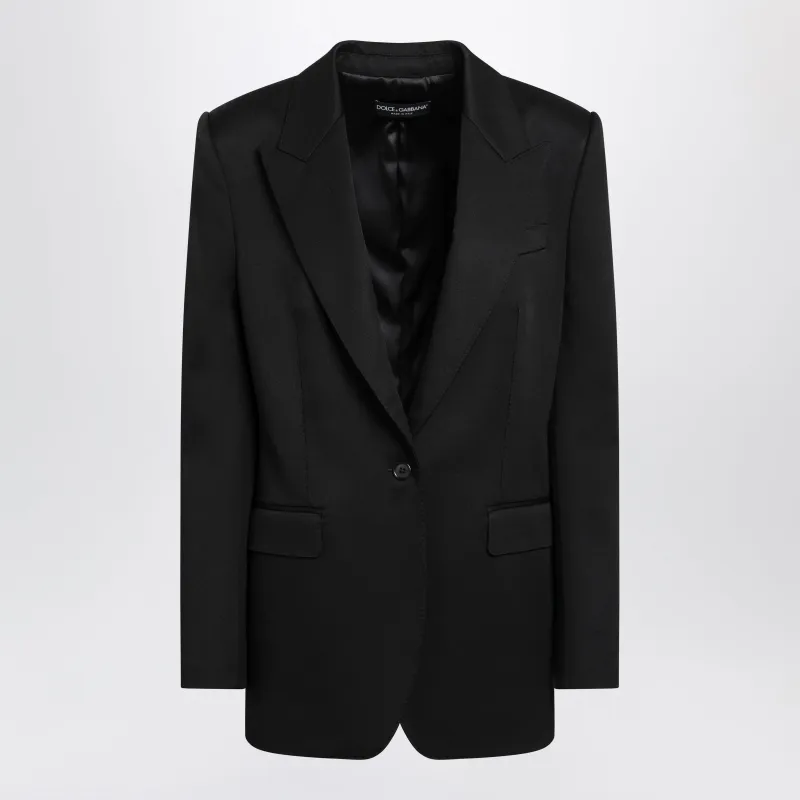 Black Single-Breasted Jacket In Wool made by Dolce & Gabanna