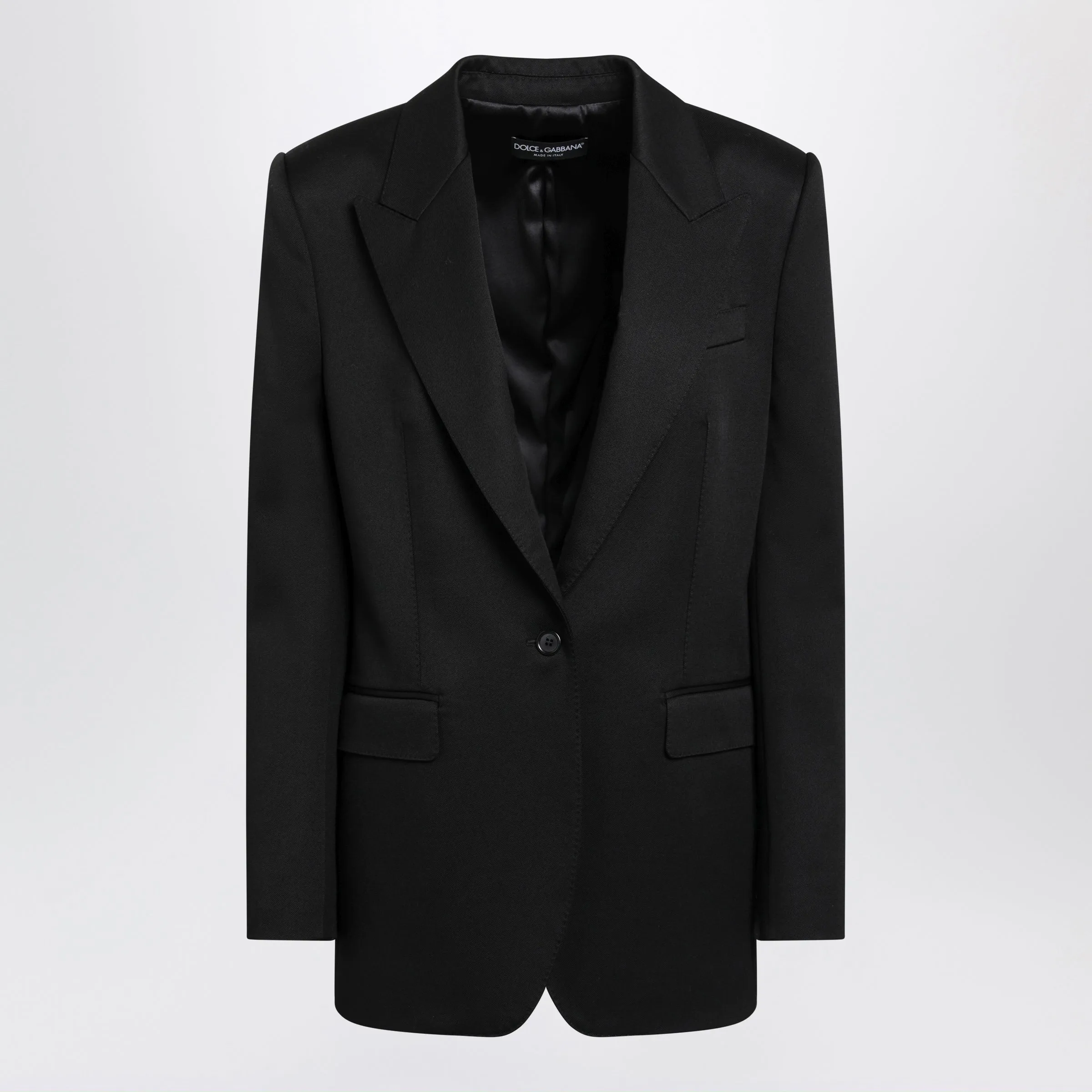 Black Single-Breasted Jacket In Wool sold by Wanan Luxury