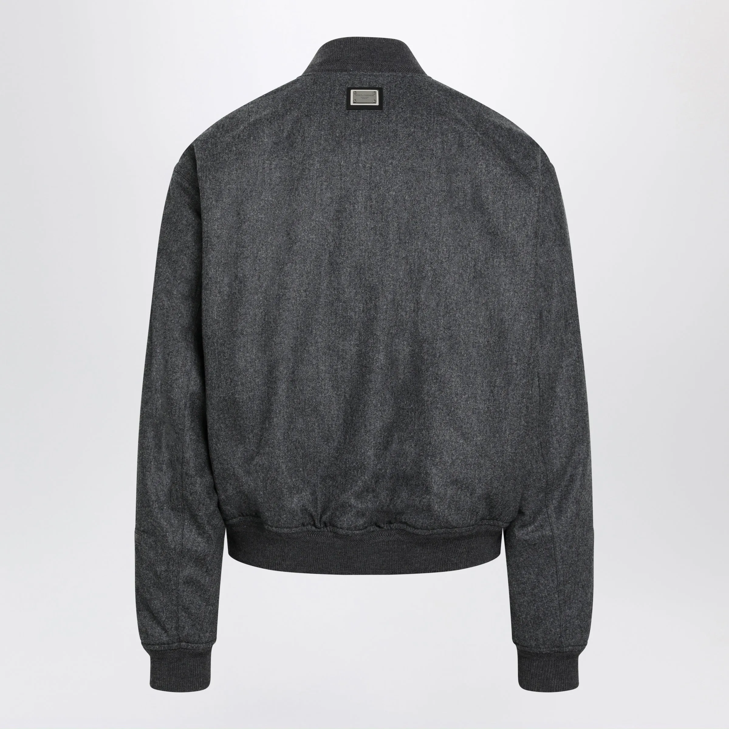 Grey Mélange Zip-Up Bomber Jacket In Wool sold by Wanan Luxury product image thumbnail 2