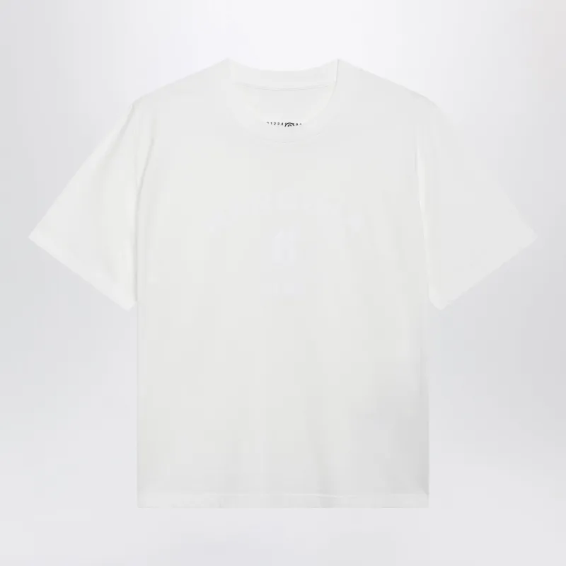 White Cotton T-Shirt With Logo Print made by Maison Margiela
