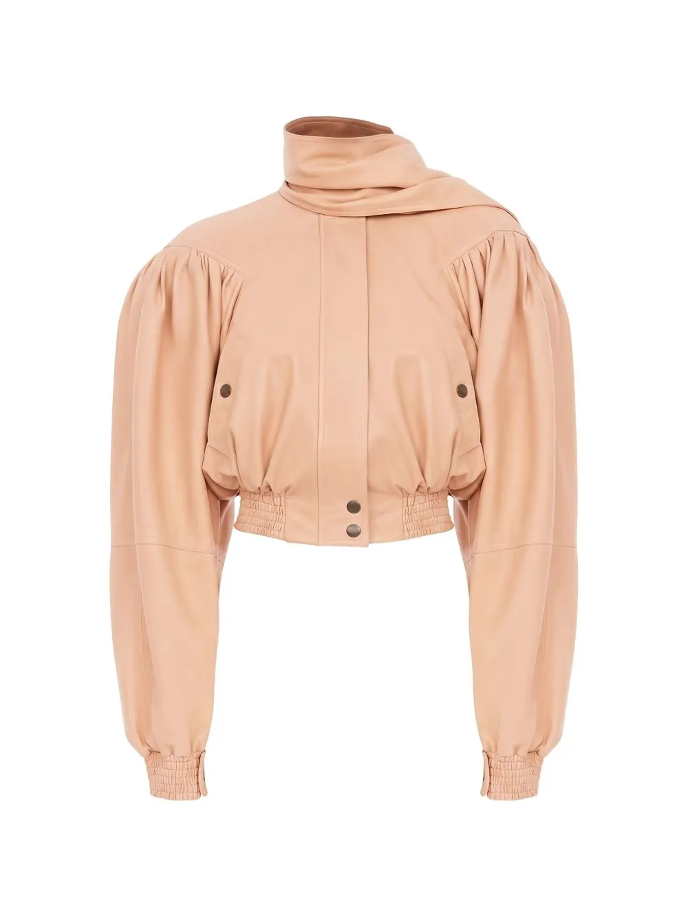 Scarfed Leather Jacket sold by Wanan Luxury