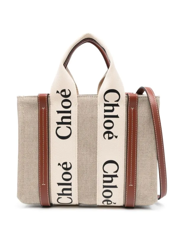 Woody Small Linen Tote Bag made by Chloe
