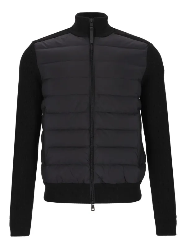 Quilted Zipped Jacket Knitwear Black made by Moncler