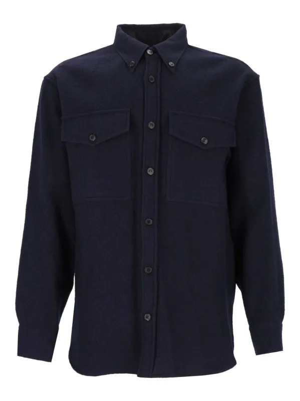 Wool Shirt Jacket Shirts Blue made by Dries Van Noten