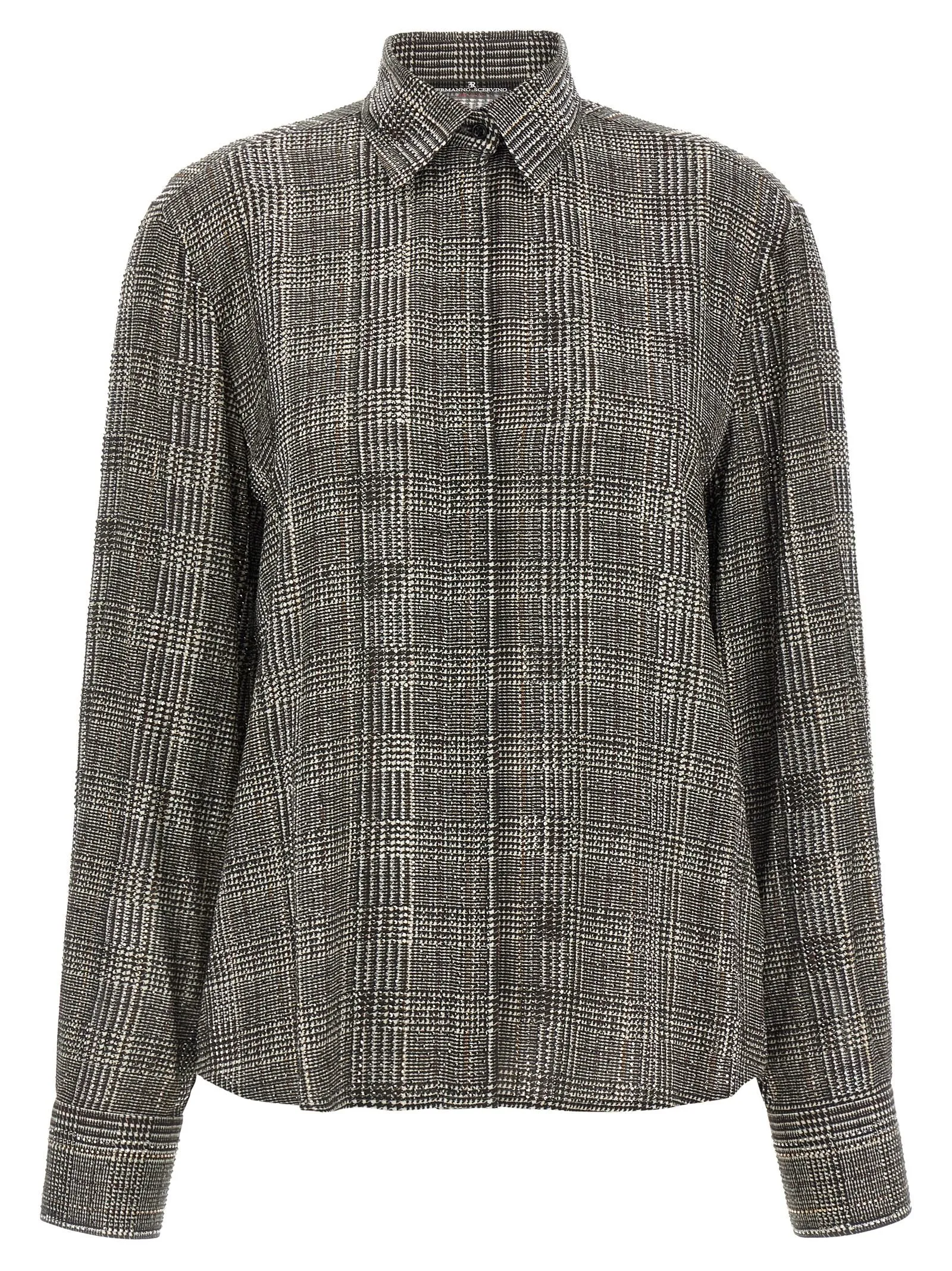 All-Over Rhinestone Shirt Gray sold by Wanan Luxury
