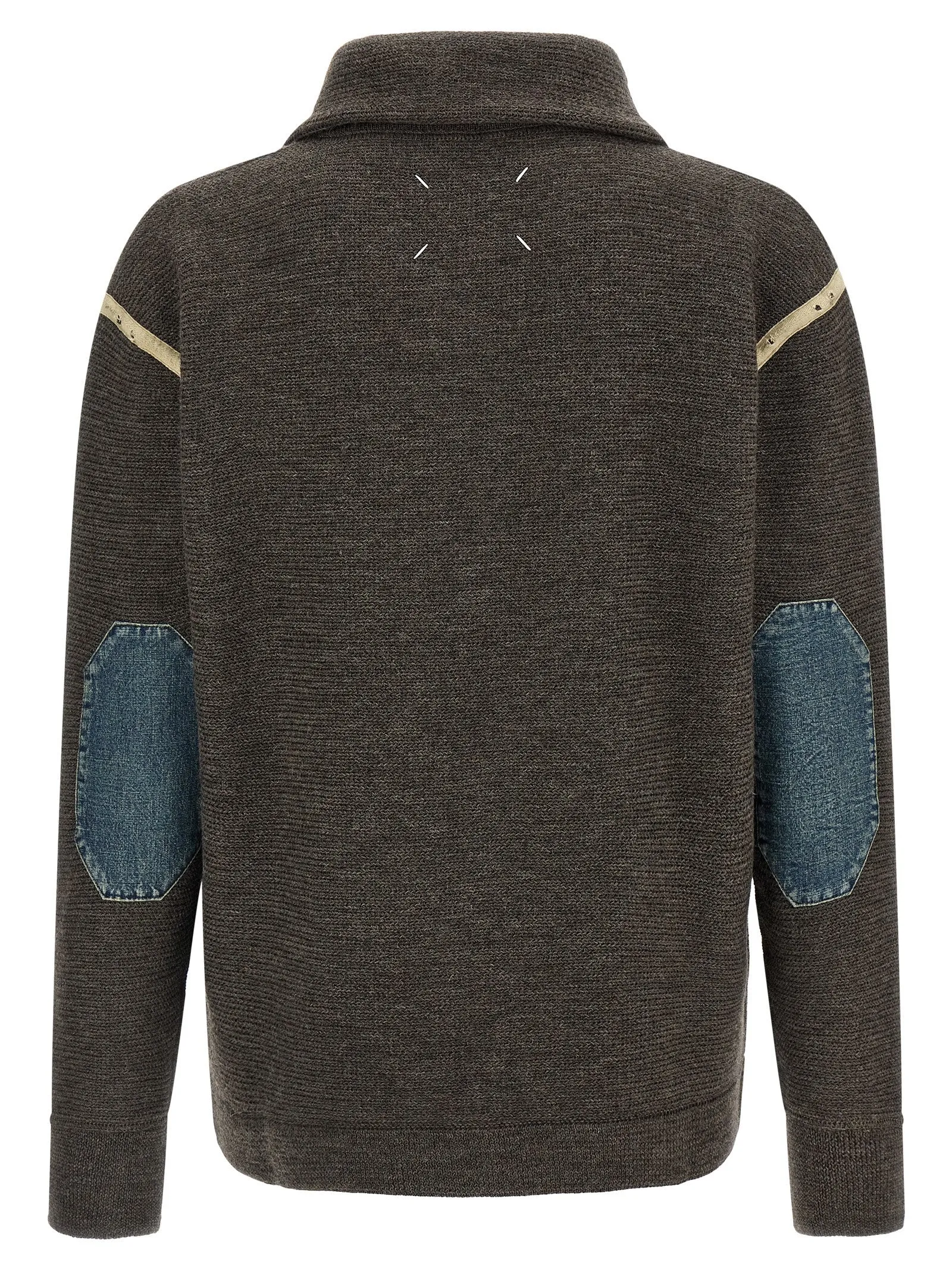 Elbow Patch Quarter-Zip Sweaters And Cardigans Gray sold by Wanan Luxury product image thumbnail 3