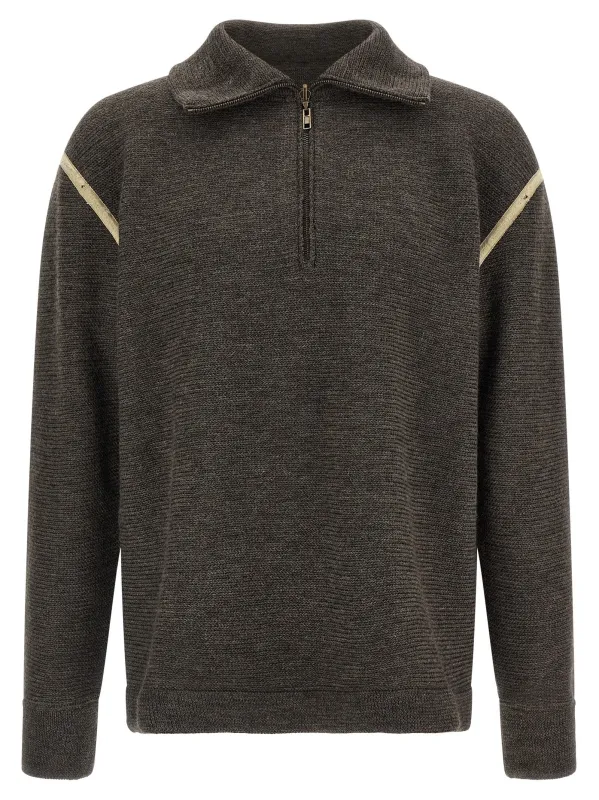 Elbow Patch Quarter-Zip Sweaters And Cardigans Gray made by Maison Margiela