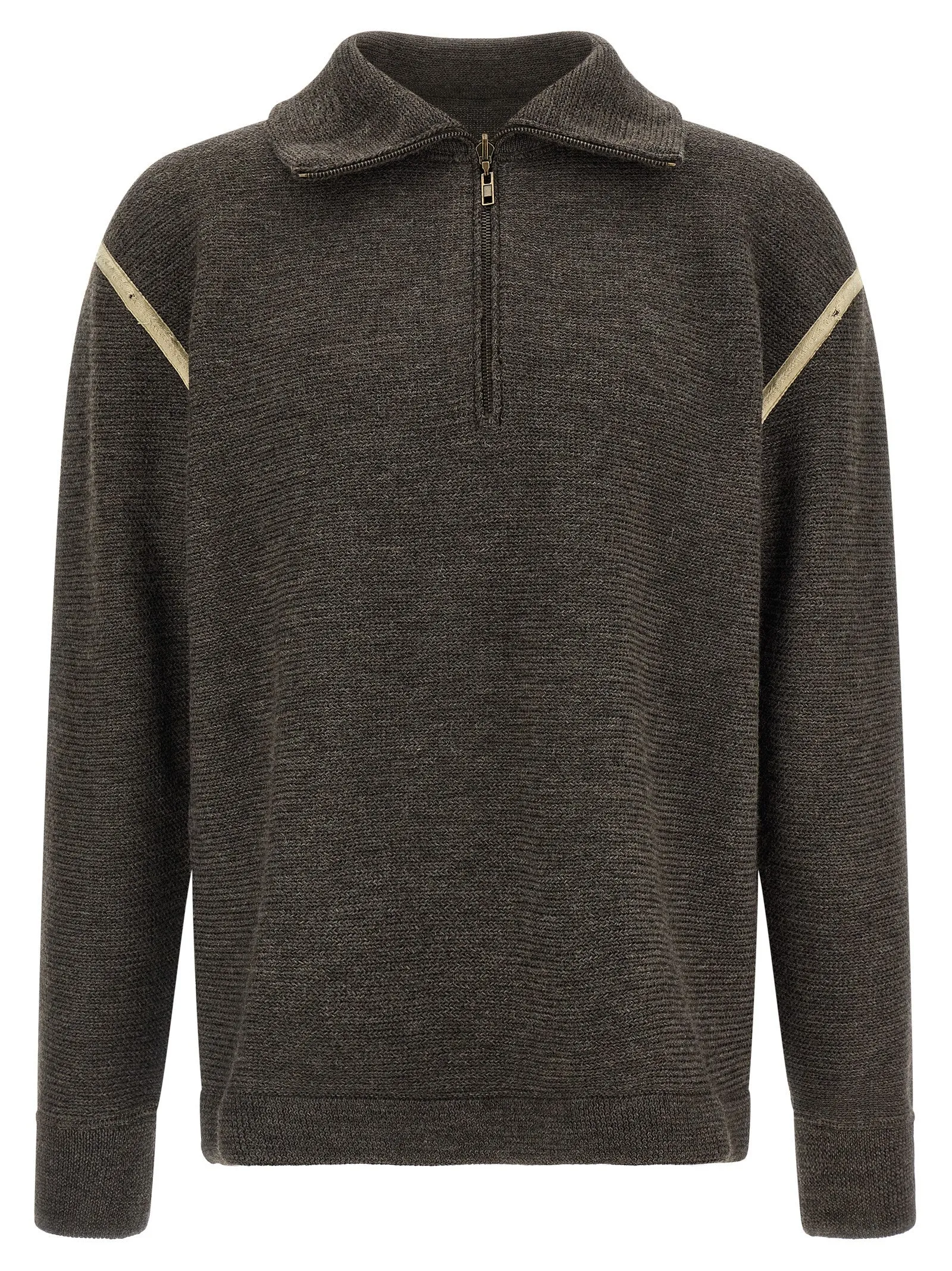 Elbow Patch Quarter-Zip Sweaters And Cardigans Gray sold by Wanan Luxury