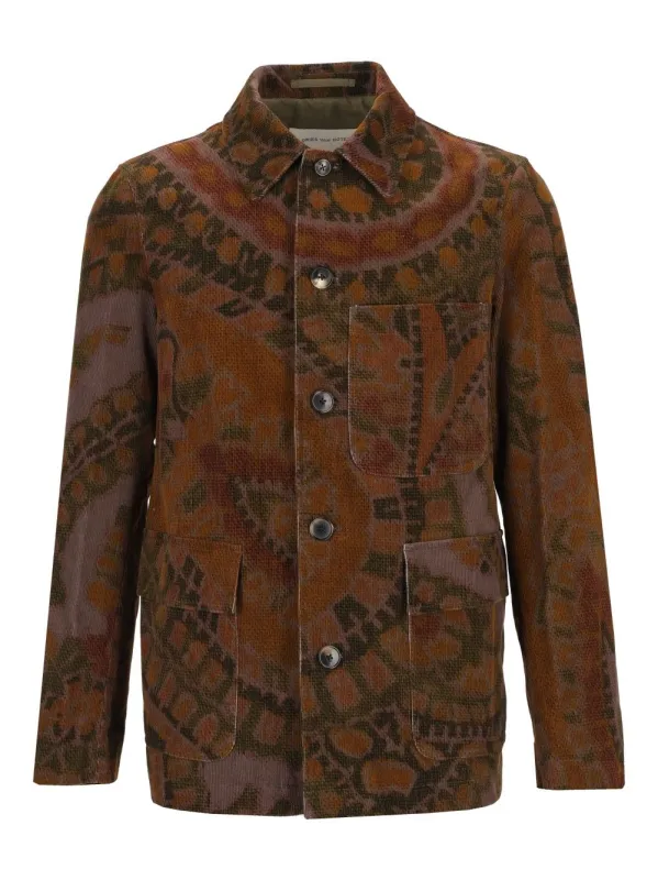 Braxton Giant Paisley Print Overdyed Corduroy Jacket Green made by Dries Van Noten
