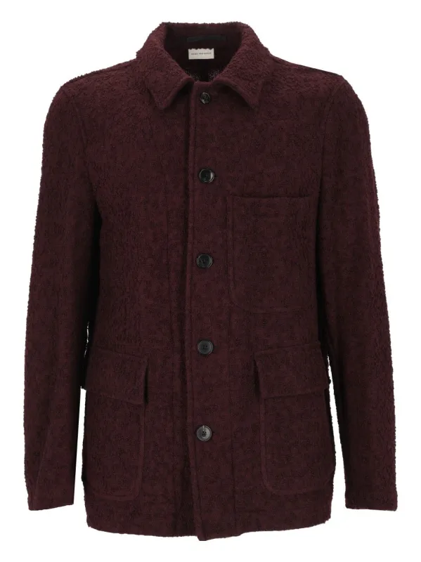 Braxton Lightweight Boiled Wool Jacket Bordeaux made by Dries Van Noten