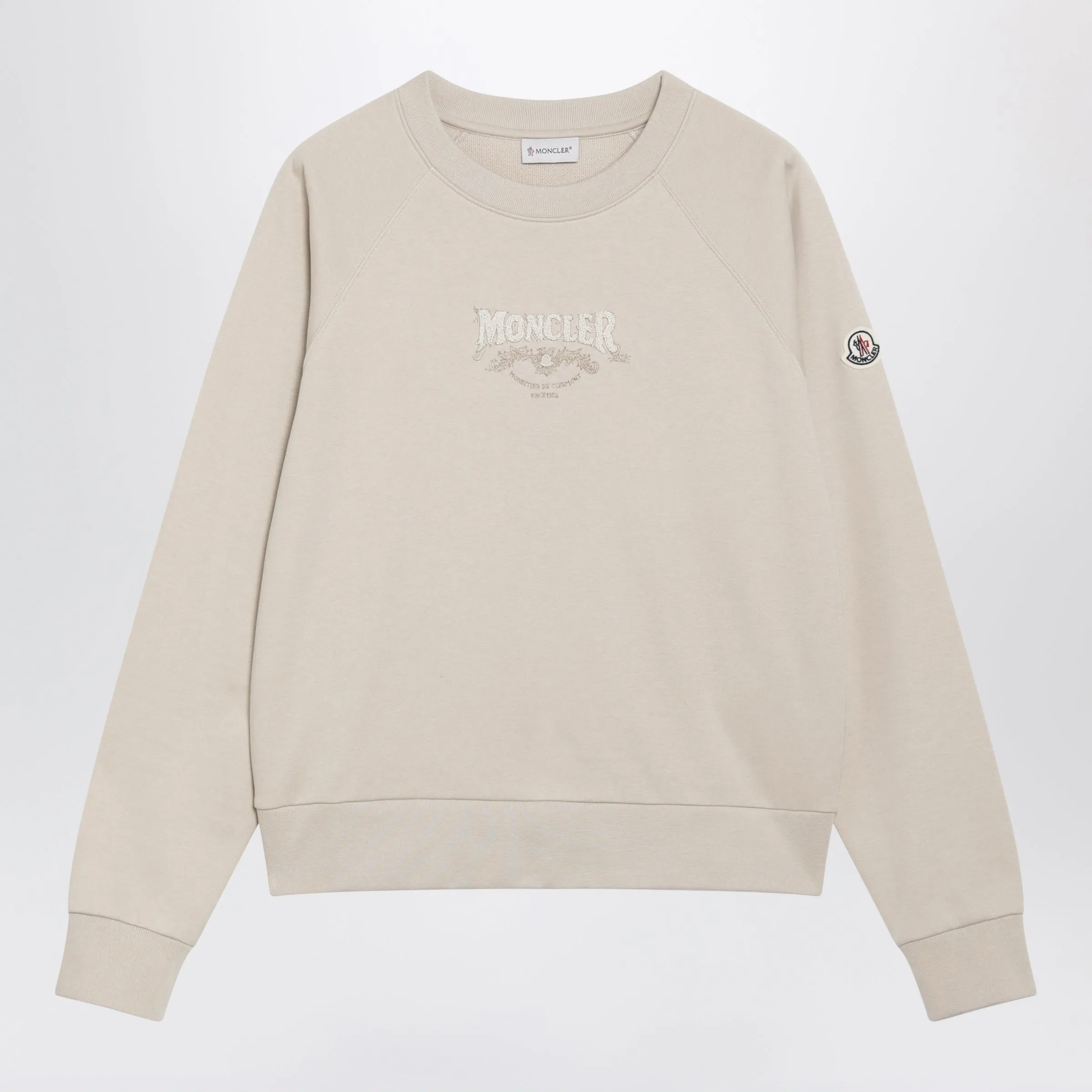 Light Beige Sweatshirt With Logo Embroidery sold by Wanan Luxury