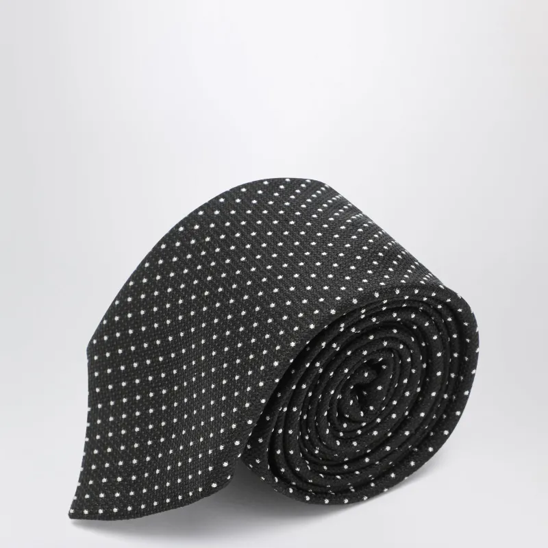 Black Silk Tie With Micro-Circle Pattern made by Tom Ford